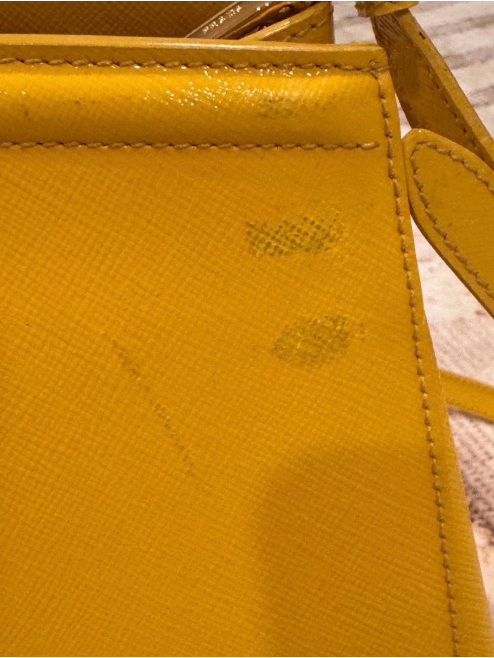 Prada BN2535 Galleria Saffiano Vernice Tote in Girasole Yellow with double COA! - Picture 15 of 16